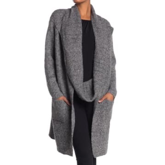 Vertigo Paris Sweaters - Vertigo Cowl Scraf Open Cardigan Charcoal XL